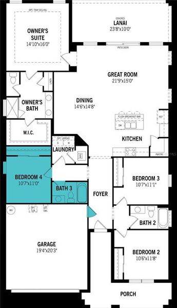 2D floor plan layout of this home in Crosswind Ranch, Parrish, FL (Image 4). 2D floor plan layout of this home in Crosswind Ranch, Parrish, FL (Image 4).