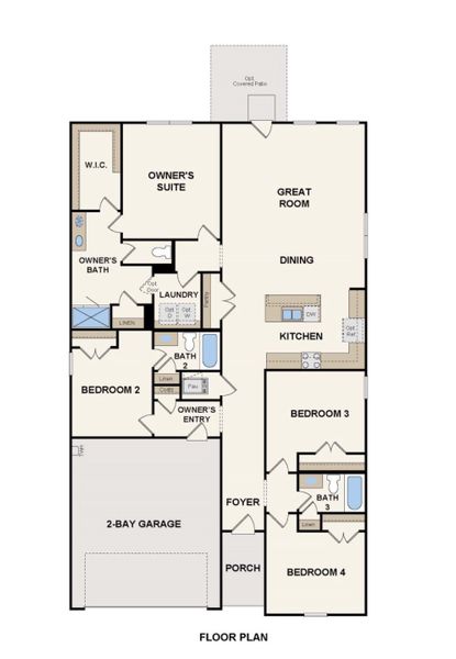 2D floor plan layout of this home in Caney Mills, Conroe, TX (Image 3).