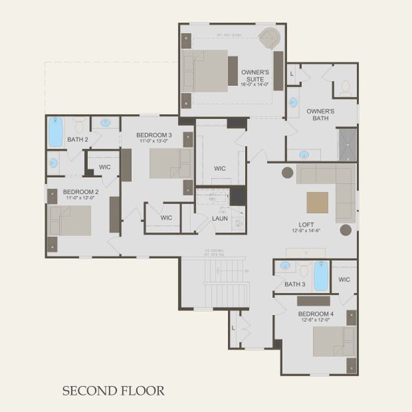 2D floor plan layout for the Waterstone by Pulte Homes in Heartwood, Richmond Hill, GA (Image 4).
