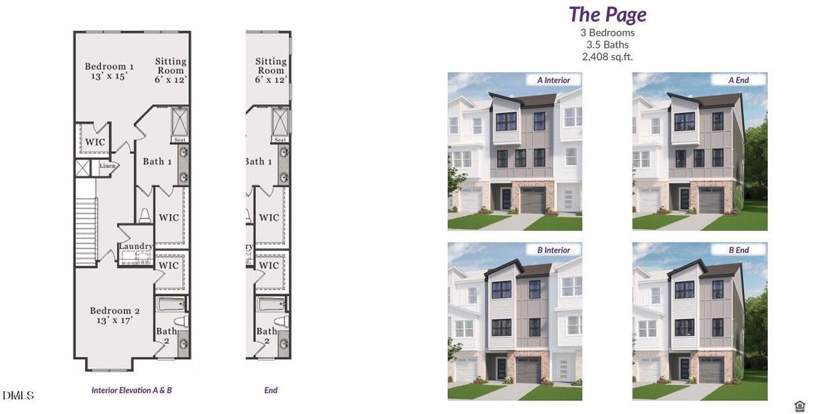 2D floor plan layout of this home in Page Townes, Morrisville, NC (Image 5).