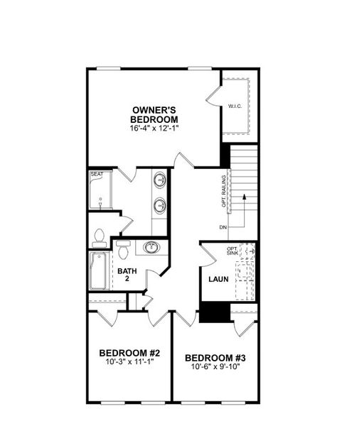 2D floor plan layout of this home in Green Level Trail Townhomes, Apex, NC (Image 9).