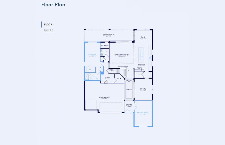 2D floor plan layout of this home in Vida's Way, Wesley Chapel, FL (Image 5).
