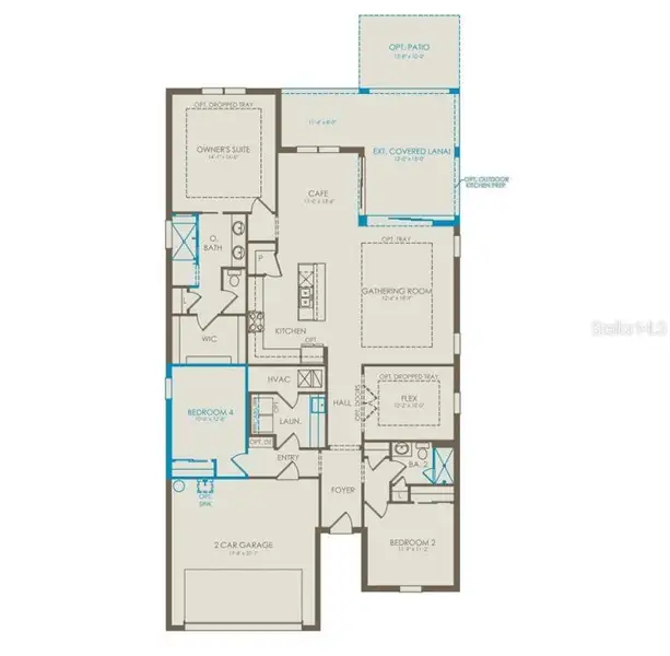 2D floor plan layout of this home in Del Webb Twin Lakes, St. Cloud, FL (Image 2). 2D floor plan layout of this home in Del Webb Twin Lakes, St. Cloud, FL (Image 2).