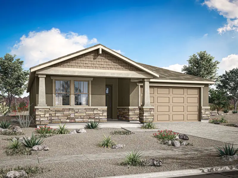 Representative exterior photo of a completed home built from the Aqua by Mattamy Homes in White Tank Vistas, Waddell, AZ (Image 1). Representative exterior photo of a completed home built from the Aqua by Mattamy Homes in White Tank Vistas, Waddell, AZ (Image 1).