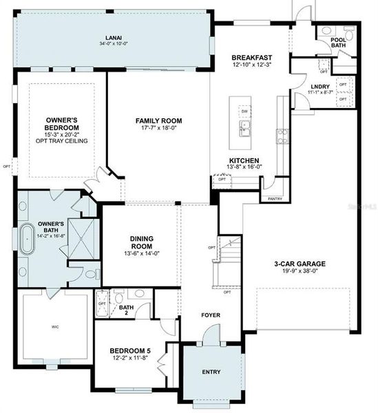2D floor plan layout of this home in Solace at Corner Lake, Orlando, FL (Image 5).
