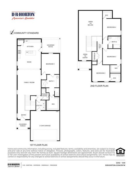 2D floor plan layout for the Brisbane by D.R. Horton in Wildcat Ranch, Crandall, TX (Image 3).