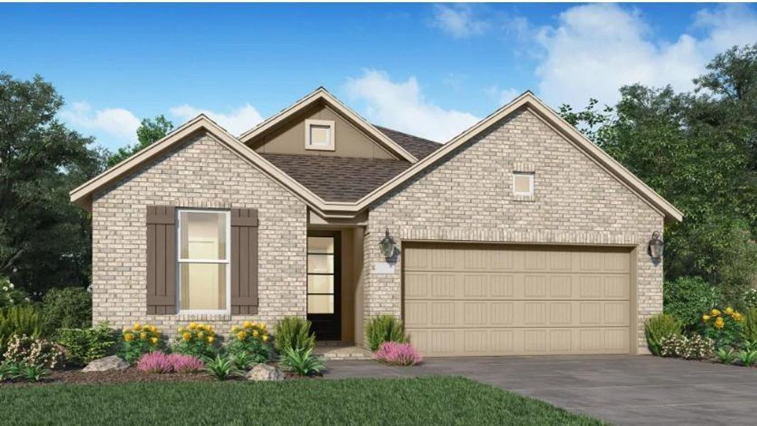 Front exterior of a new home in Scotts Bend, Baytown, TX, highlighting curb appeal (Image 2). Front exterior of a new home in Scotts Bend, Baytown, TX, highlighting curb appeal (Image 2).