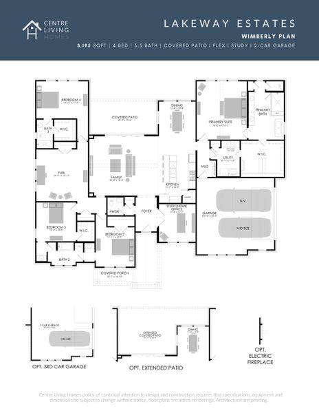 2D floor plan layout for the Wimberly by Centre Living Homes in Lakeway Estates, Waxahachie, TX (Image 3). 2D floor plan layout for the Wimberly by Centre Living Homes in Lakeway Estates, Waxahachie, TX (Image 3).