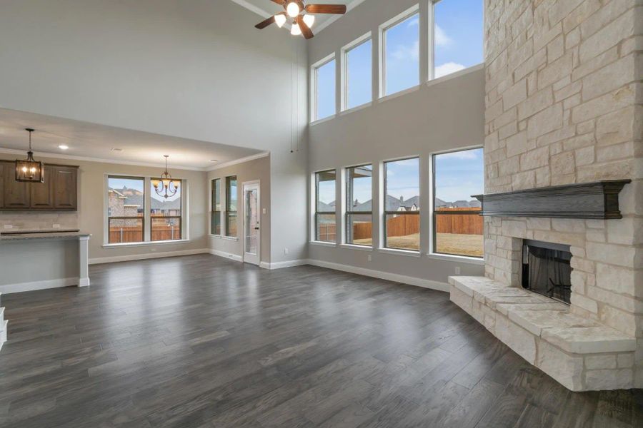 Family Room | Concept 3218 at Villages of Walnut Grove in Midlothian, TX by Landsea Homes