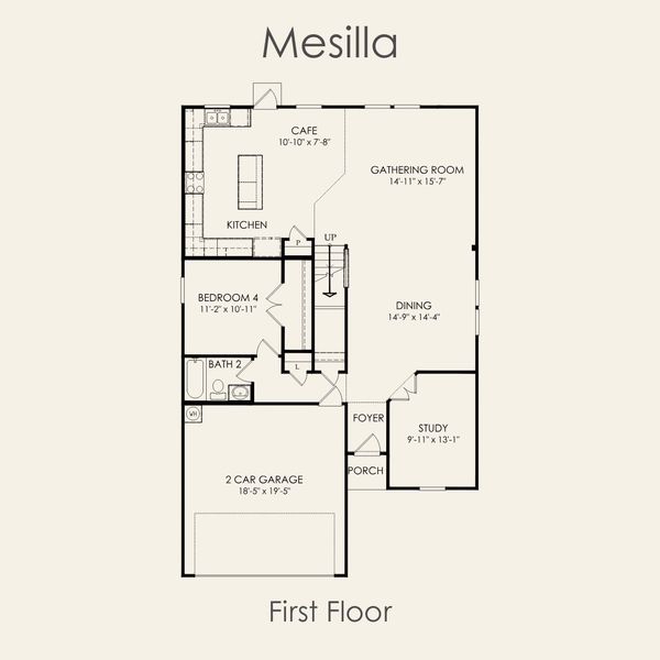 2D floor plan layout for the Mesilla by Pulte Homes in Patterson Ranch, Georgetown, TX (Image 4). 2D floor plan layout for the Mesilla by Pulte Homes in Patterson Ranch, Georgetown, TX (Image 4).