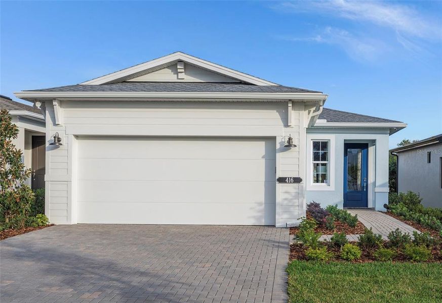 Front exterior of a new home in , Lady Lake, FL, highlighting curb appeal (Image 1). Front exterior of a new home in , Lady Lake, FL, highlighting curb appeal (Image 1).