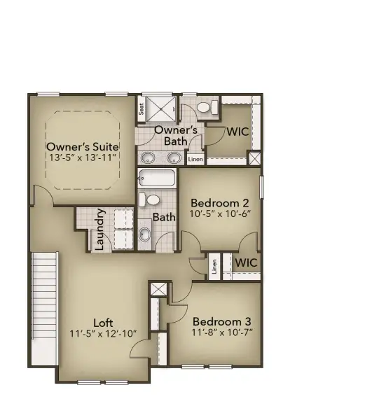 2D floor plan layout of this home in Terrapin, Leland, NC (Image 3). 2D floor plan layout of this home in Terrapin, Leland, NC (Image 3).