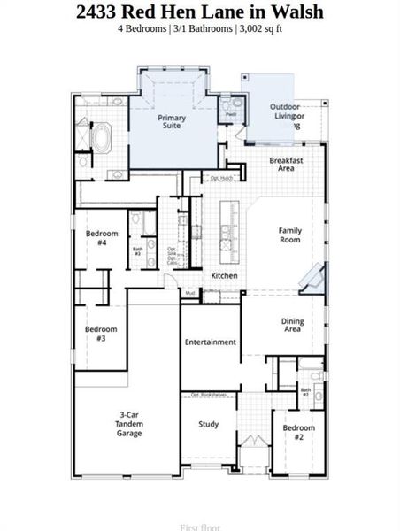 2D floor plan layout of this home in Walsh, Aledo, TX (Image 3).