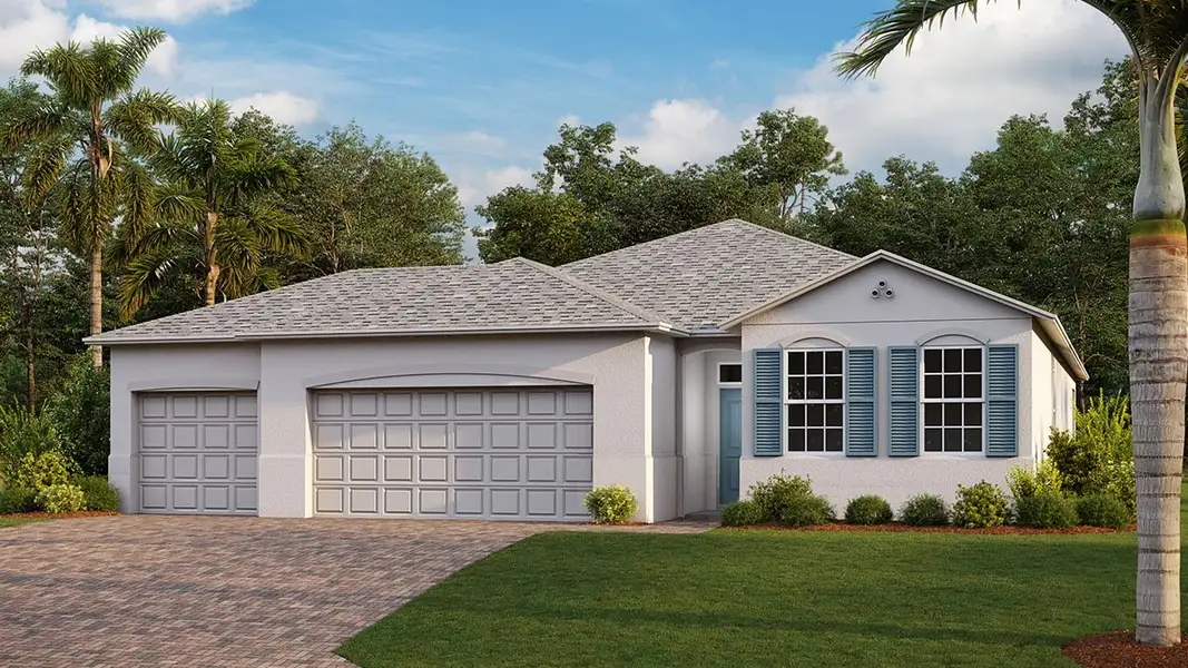 Representative exterior photo of a completed home built from the Delray by D.R. Horton in Deep Creek Tradition Series, Punta Gorda, FL (Image 2). Representative exterior photo of a completed home built from the Delray by D.R. Horton in Deep Creek Tradition Series, Punta Gorda, FL (Image 2).