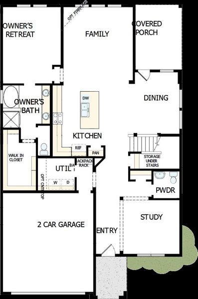 2D floor plan layout of this home in The Preserve at Five Oaks, Lebanon, TN (Image 4).