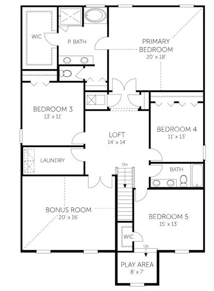 2D floor plan layout for the Wellington - Single Family Homes by Dream Finders Homes in Amberly, Green Cove Springs, FL (Image 3).