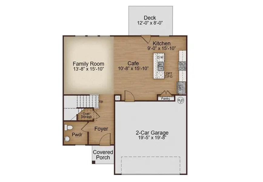 2D floor plan layout for the Dawson by McKinley Homes in Oakhill Estates, Adairsville, GA (Image 3).