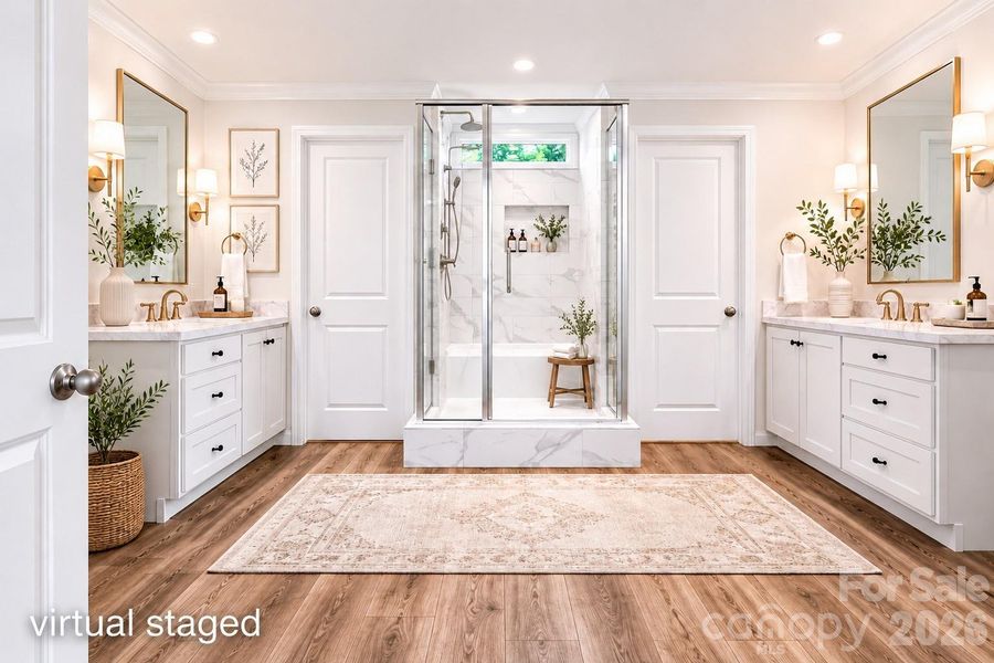 Virtually Staged Primary Bath.