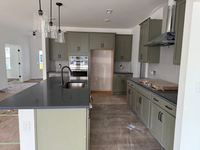 Kitchen featuring the AW Collection® Rosemary - Matte black, light wood, and garden-inspired style.