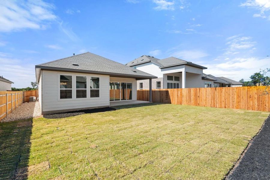 Exterior details and patio area of a home in Arbor Collection at Heritage, Dripping Springs (Image 3). Exterior details and patio area of a home in Arbor Collection at Heritage, Dripping Springs (Image 3).