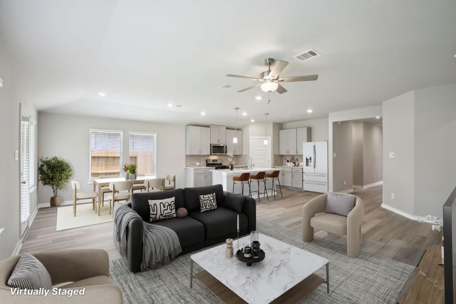 Furnished interior view inside a new home in Massey Oaks - Premier Series, Pearland (Image 6). Furnished interior view inside a new home in Massey Oaks - Premier Series, Pearland (Image 6).