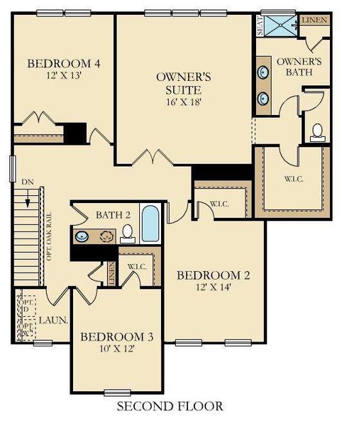 2D floor plan layout of this home in Cypress Preserve, Moncks Corner, SC (Image 3).