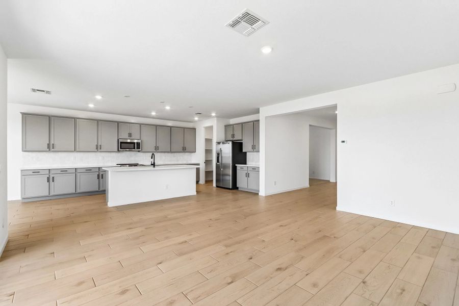 Great room and kitchen