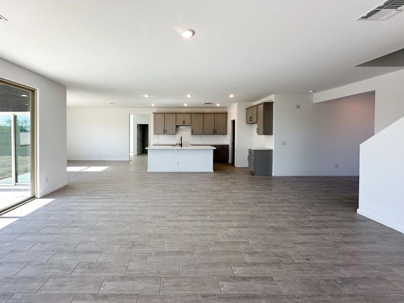 Great room, kitchen and dining Great room, kitchen and dining