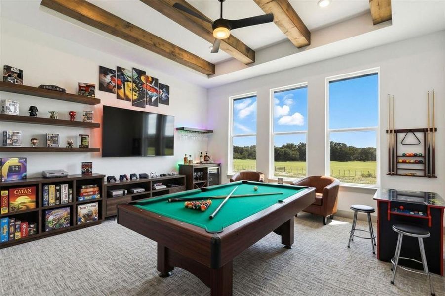 Virtually staged game room