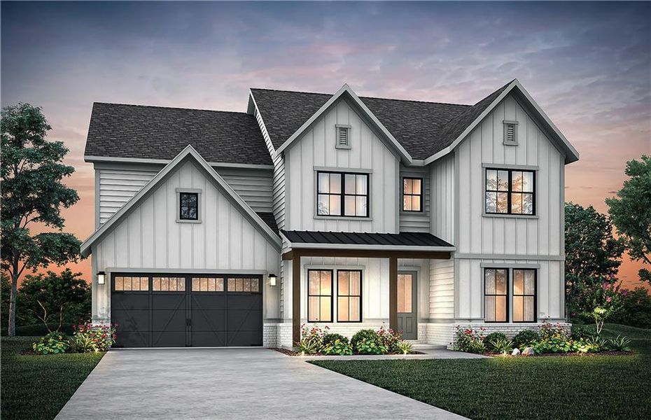 Front exterior of a new home in Silverwood, Cumming, GA, highlighting curb appeal (Image 2).