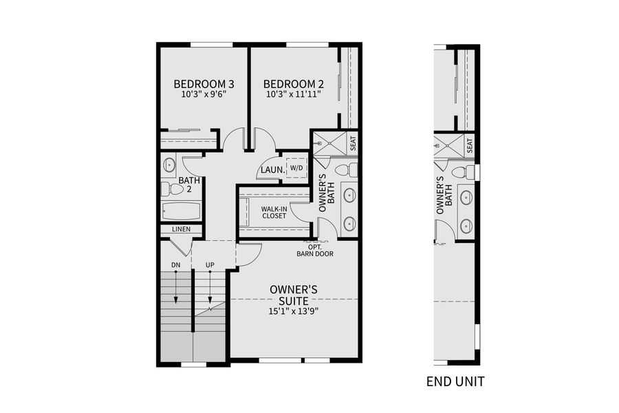 2D floor plan layout for the Columbia by Brightland Homes in Dillon Pointe - Skyview, Broomfield, CO (Image 5).