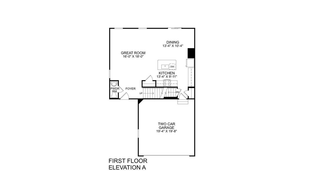 2D floor plan layout for the Lily by Ryan Homes in Aspen Meadows, Hampton, GA (Image 2).