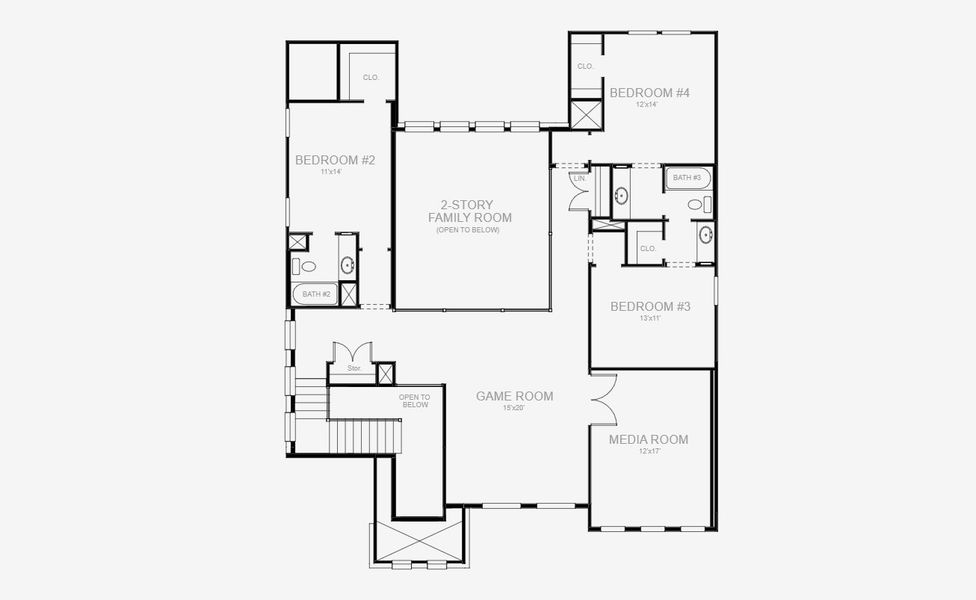 2D floor plan layout for the 3330M by Perry Homes in Hidden Canyon 55', San Antonio, TX (Image 4).