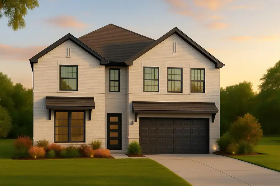 Front exterior of a new home in Sunterra, Katy, TX, highlighting curb appeal (Image 1). Front exterior of a new home in Sunterra, Katy, TX, highlighting curb appeal (Image 1).