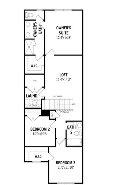 2D floor plan layout for the Aurora by Mattamy Homes in Vaughan Farms, Angier, NC (Image 4).