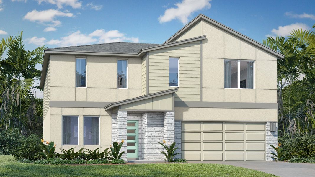 Representative exterior photo of a completed home built from the Highbourne by DRB Homes in Willowbrook North, Winter Haven, FL (Image 20). Representative exterior photo of a completed home built from the Highbourne by DRB Homes in Willowbrook North, Winter Haven, FL (Image 20).