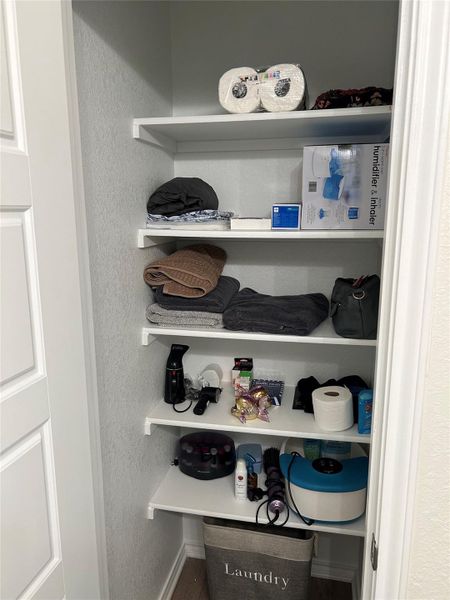 Linen/storage closet in secondary bathroom Linen/storage closet in secondary bathroom