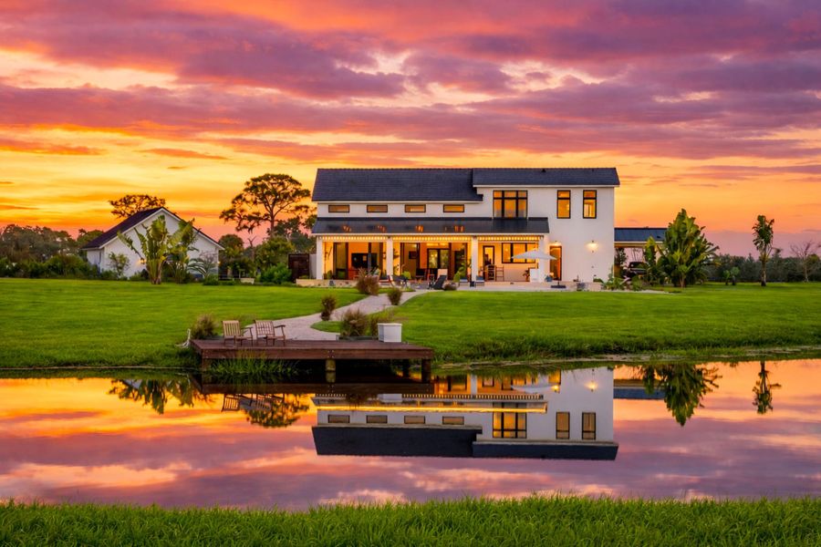 Tranquil Twilight over white manor