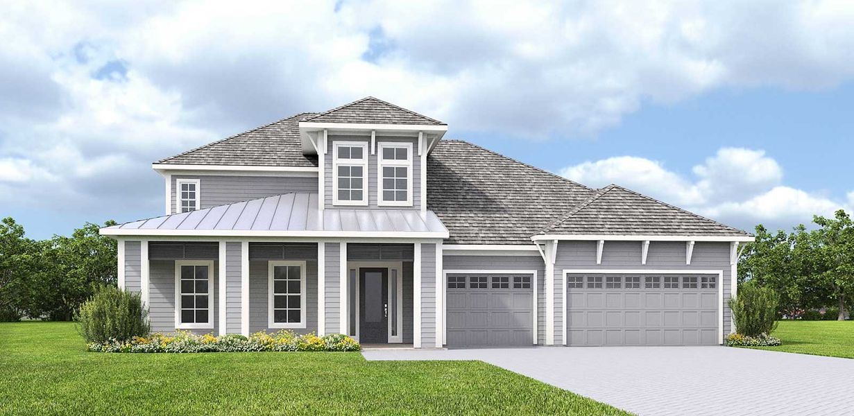 Representative exterior photo of a completed home built from the Harper - Hidden Creek by MasterCraft Builder Group in SilverLeaf, St. Augustine, FL (Image 25).