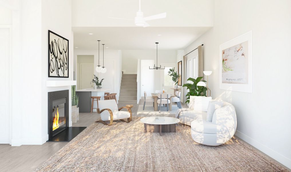 Great room with vaulted ceiling Great room with vaulted ceiling