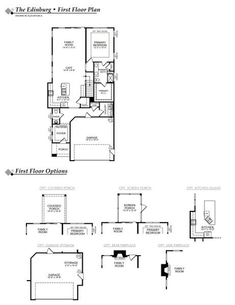 2D floor plan layout for the Edinburg by Eastwood Homes in Caldwell Forest, Charlotte, NC (Image 3).