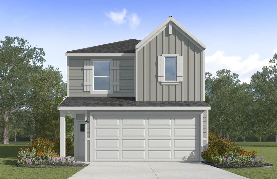 Front exterior of a new home in , Katy, TX, highlighting curb appeal (Image 1). Front exterior of a new home in , Katy, TX, highlighting curb appeal (Image 1).