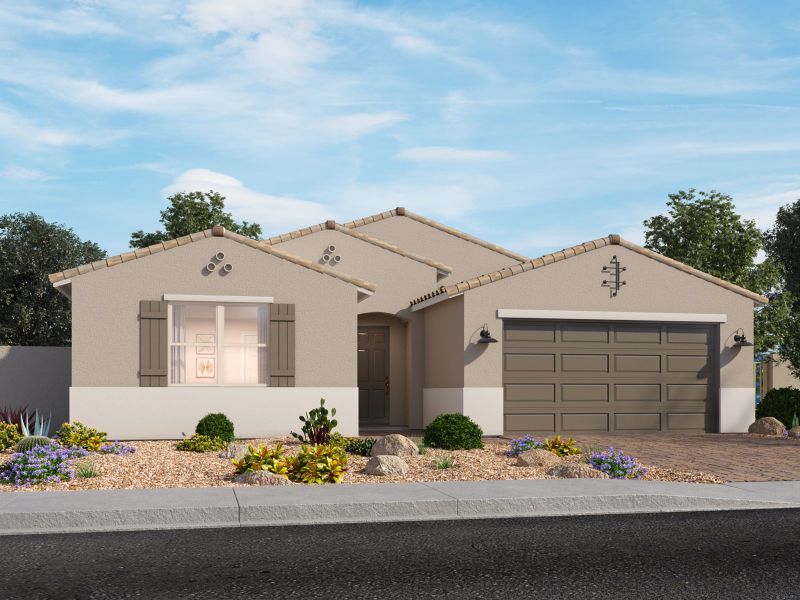 Representative exterior photo of a completed home built from the Amber by Meritage Homes in Paloma Creek - Signature Series, Surprise, AZ (Image 1).