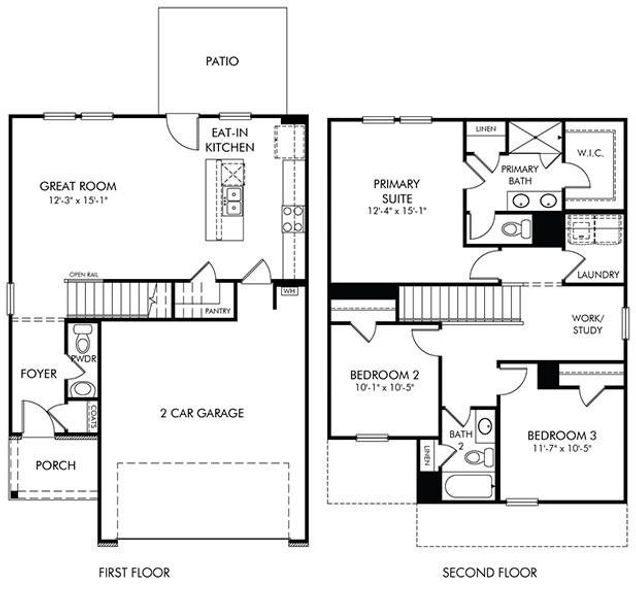 2D floor plan layout of this home in Avalon - Reserve Series, Conyers, GA (Image 4).