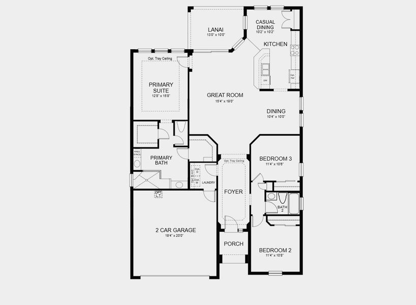 2D floor plan layout for the Aruba by Taylor Morrison in Westview, Poinciana, FL (Image 3).