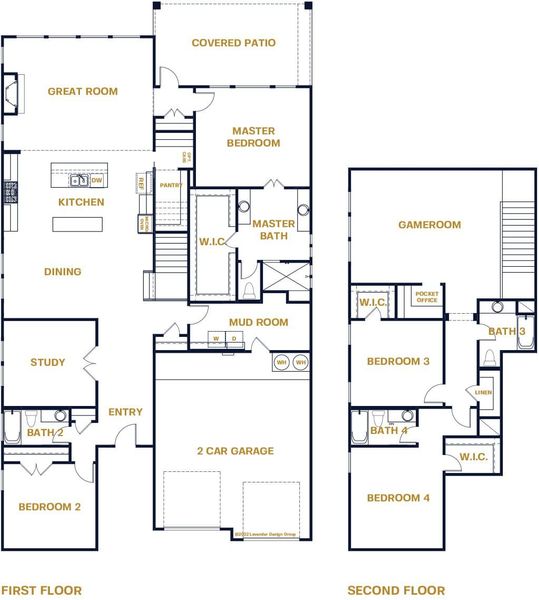 New Whitehall Floor Plan Layout in The Colony 55', Bastrop, TX | Sitterle Homes