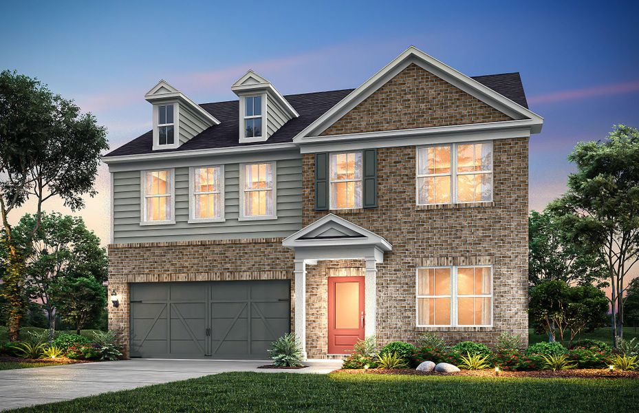 Front exterior of a new home in Berkeley Mill, Cumming, GA, highlighting curb appeal (Image 19).