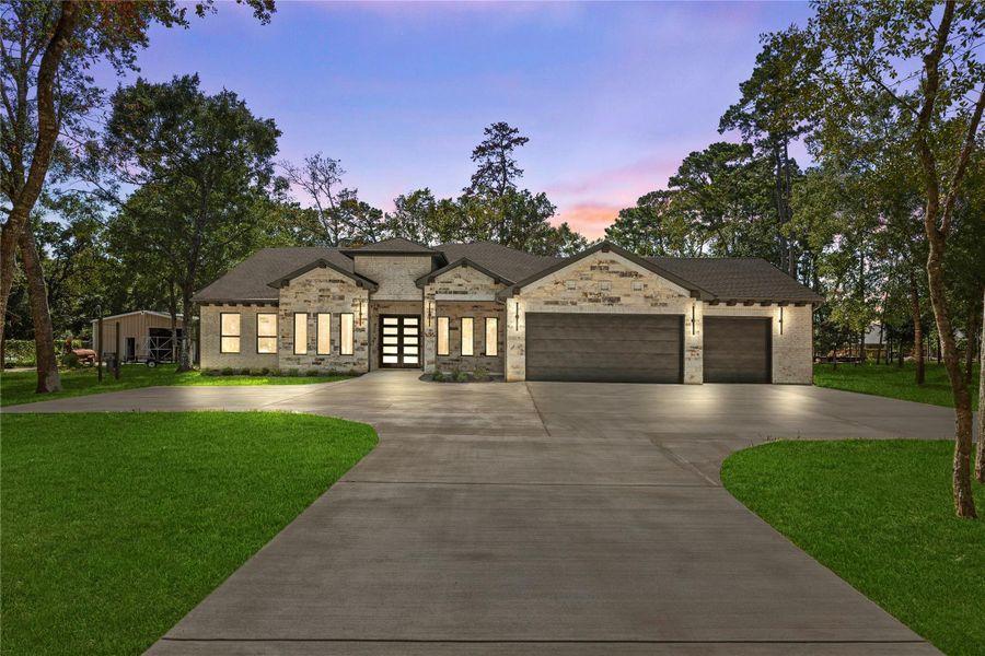 Front exterior of a new home in , Magnolia, TX, highlighting curb appeal (Image 26). Front exterior of a new home in , Magnolia, TX, highlighting curb appeal (Image 26).