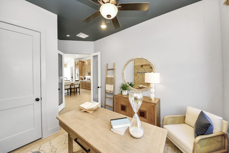 Furnished interior view inside a new home in Meridiana Courtyard Collection, Manvel (Image 11). Furnished interior view inside a new home in Meridiana Courtyard Collection, Manvel (Image 11).