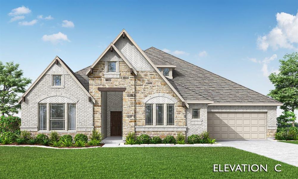 Front exterior of a new home in Villages of Walnut Grove, Midlothian, TX, highlighting curb appeal (Image 1). Front exterior of a new home in Villages of Walnut Grove, Midlothian, TX, highlighting curb appeal (Image 1).